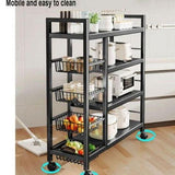 Heavy-Duty Metallic Kitchen Rack with Lockable Wheels – Multifunctional Mobile Storage Organizer 120×32×135cm