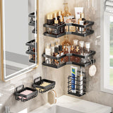 Multipurpose 5PCS Shower Caddy Shelf Set – No-Drill Bathroom Wall Organizer