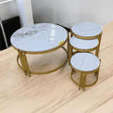 4-in-1 Executive Pure Marble Table – Elegant Multi-Table Set