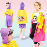 Kids/Pupils Portable PVC Raincoat with Hood & School Bag Pocket .