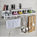 Space-Saving Aluminium Kitchen Storage Rack – Wall-Mounted Kitchen Organizer