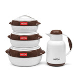 3PC HOTPOT SET WITH 1L FLASK – WHITE | FOOD WARMER & INSULATED SERVING SET .