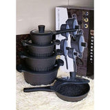 Edenburg 10-Piece Cookware Set (Black) – Induction Enabled