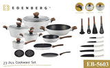 EDENBERG 23-Piece Cookware Set – Premium White Non-Stick Marble Coating