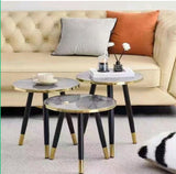 3-in-1 Nesting Luxury Marble Side Stools – Nordic Minimalist Style