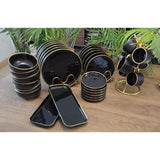 32-Piece Black Dinner Set – Elegant & Durable