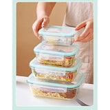 8PCS Rectangular Borosilicate Glass Lunch Box Set – Airtight Food Storage Containers
