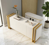 Classic TV Stand with Gold Stand Décor – Luxury Entertainment Unit