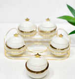 Acar JC7922 11-Piece Golden Sugar Dish Set – Elegant Glass Canisters with Golden Rack
