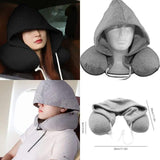 Microfiber Travel Neck Pillow with Hoodie – U-Shaped Comfort for Travel & Rest