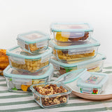 8PCS Rectangular Borosilicate Glass Lunch Box Set – Airtight Food Storage Containers