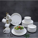 24PCS Rock Glazed Ceramic Dinner Set – Microwave & Dishwasher Safe