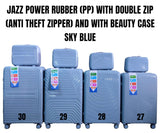 JAZZ POWER PP Rubber Suitcase with Anti-Theft Double Zip & Beauty Case – Sizes 27, 28, 29 & 30