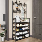 Multifunctional 5 Tier Shoe Rack Organizer with Coat & Hat Rack