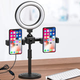 3-Colour Tripod Stand Ring Light – 2 Phone Holders & Remote