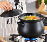 4.8L Black Ceramic Heavy-Duty Glazed Porcelain Casserole Cooking Pot