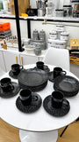 24PCS Black Leaf Dinner Set – Elegant Dining Collection