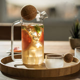 Glass Water Pitcher with Cork Lid – Elegant Serving Carafe