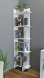 Sly 5-Tier Corner Bookshelf Décor Stand – Teak & White