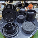 Black Ceramic 24-Piece Dinner Set – High Quality Modern Style