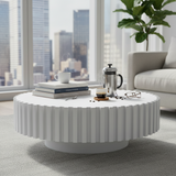 White Executive Modern Round Coffee Table