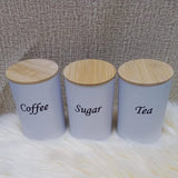 3PCS Sugar, Tea & Coffee Canister Set – Stylish Kitchen Storage Containers.