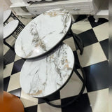 Modern Luxury Pure Marble Top Nesting Coffee Tables – Black Stand