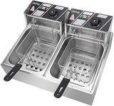 Commercial Stainless Steel 2-Compatments Deep Fryer.