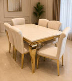 6-Seater Executive Modern Marble Dining Table – Elegant Contemporary Dining Room Table
