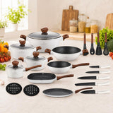 EDENBERG 23-Piece Cookware Set – Premium White Non-Stick Marble Coating