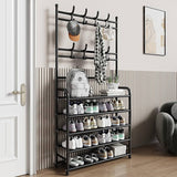 Multifunctional 5 Tier Shoe Rack Organizer with Coat & Hat Rack