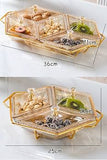 Diamond-Shaped Acrylic Nut & Candy Serving Tray with Gold Metal Frame