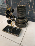 32-Piece Black Dinner Set – Elegant & Durable
