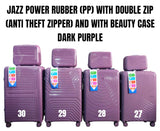 JAZZ POWER PP (Rubber) Suitcase – Double Zip (Anti-Theft) with Beauty Case.