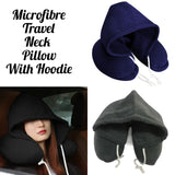 Microfiber Travel Neck Pillow with Hoodie – U-Shaped Comfort for Travel & Rest