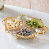 Diamond-Shaped Acrylic Nut & Candy Serving Tray with Gold Metal Frame