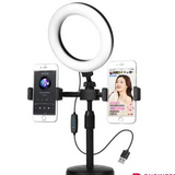 3-Colour Tripod Stand Ring Light – 2 Phone Holders & Remote