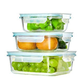 8PCS Rectangular Borosilicate Glass Lunch Box Set – Airtight Food Storage Containers