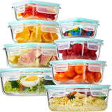 8PCS Rectangular Borosilicate Glass Lunch Box Set – Airtight Food Storage Containers