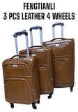3PCS Fengtianli Leather Luggage Set – 4-Wheel Travel Suitcases