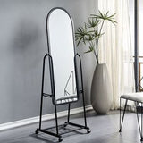 Full-Length Dressing Mirror with Wheels & Shoe Rack