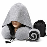 Microfiber Travel Neck Pillow with Hoodie – U-Shaped Comfort for Travel & Rest