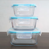 8PCS Rectangular Borosilicate Glass Lunch Box Set – Airtight Food Storage Containers