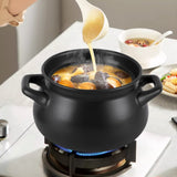 4.8L Black Ceramic Heavy-Duty Glazed Porcelain Casserole Cooking Pot
