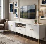 6FT Modern Classy White-Themed TV Stand with Marble Top