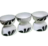 Six Inch Ceramic Bowls – White with Black Floral Design.