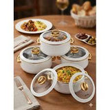 4PCS Classic Insulated Hotpot Set with Glass Lids