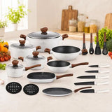 EDENBERG 23-Piece Cookware Set – Premium White Non-Stick Marble Coating