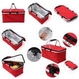 Foldable Thermal Picnic Basket – Insulated Collapsible Food Carrier with Waterproof Lining