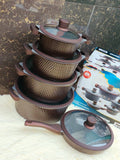 10PC DIE CAST COOKWARE SET – BROWN | NONSTICK KITCHEN COOKING SET
